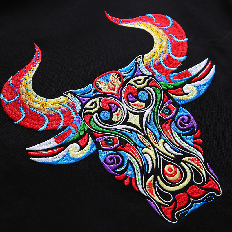 Year Of The Ox Short-sleeved Men's Loose Embroidery