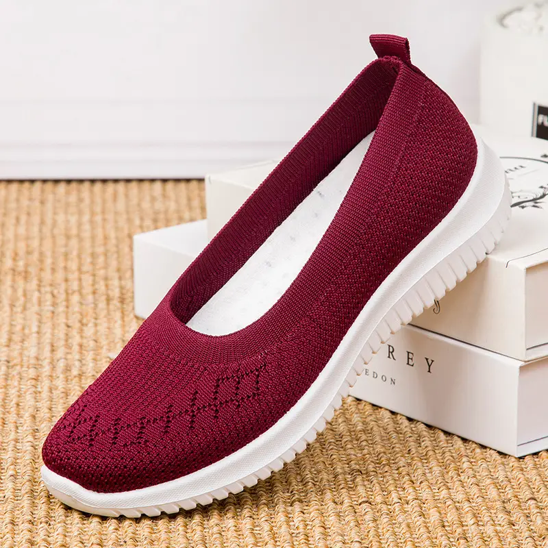 Old Beijing Cloth Shoes Women's Flat Flying Knitting Shoes