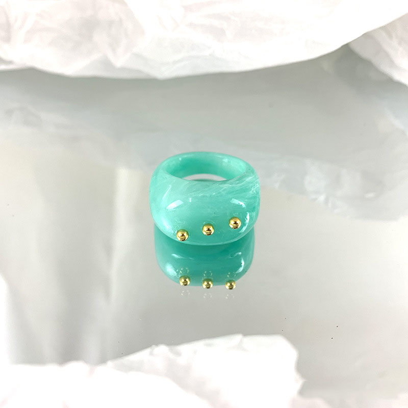 Japanese And Korean Design Circular Index Finger Ring, Acrylic Resin, Amber Dyed Ring