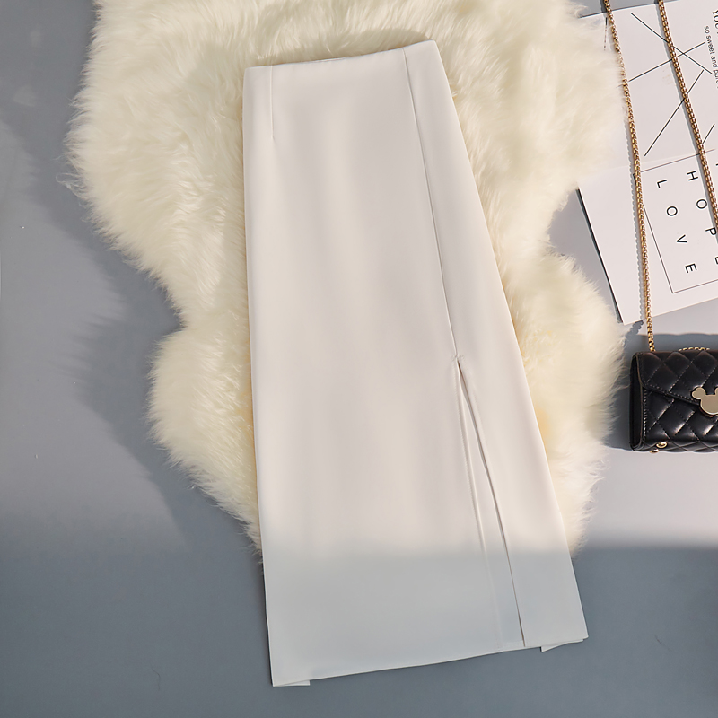 Front Side Slit Skirt Mid-Length Skirt Female Summer