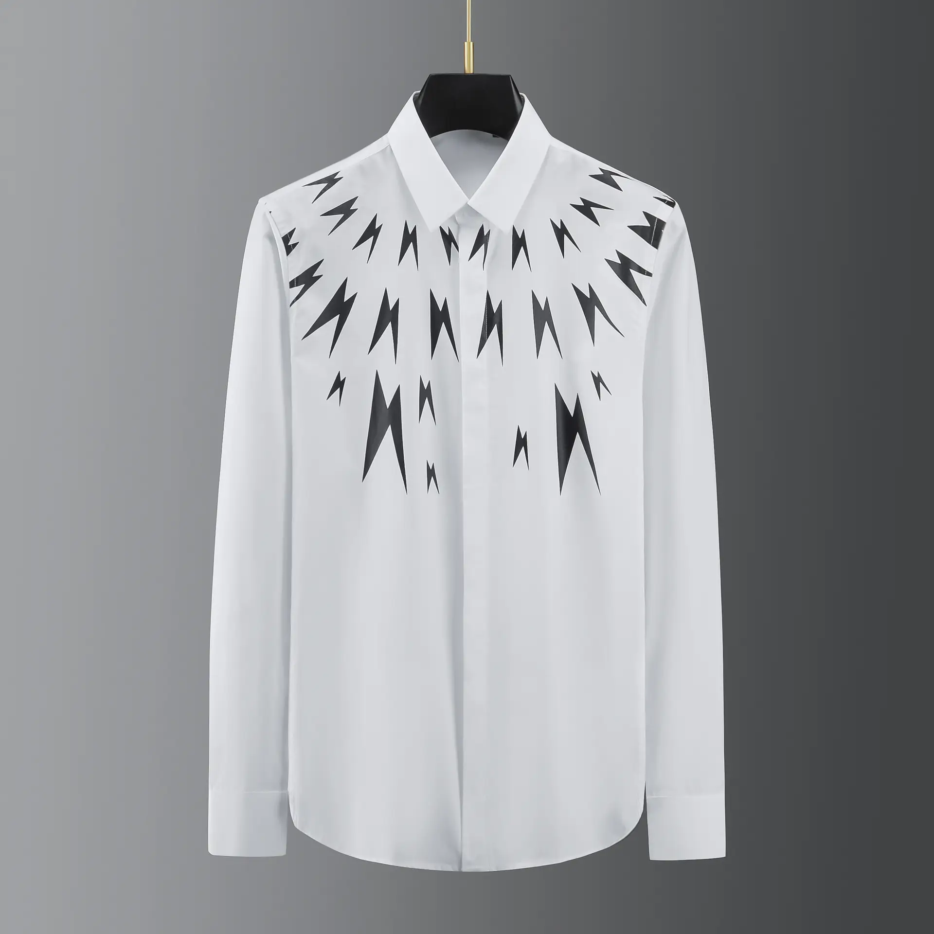 High-end Shirt Men's Long-sleeved Shirt With Electric Pressure Glue Printing On Chest Factory