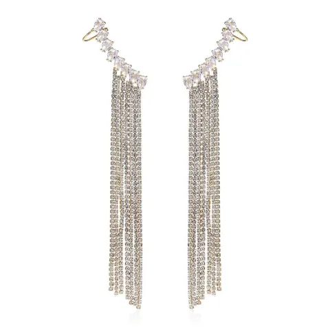 Zircon Earrings Exaggerated Tassel