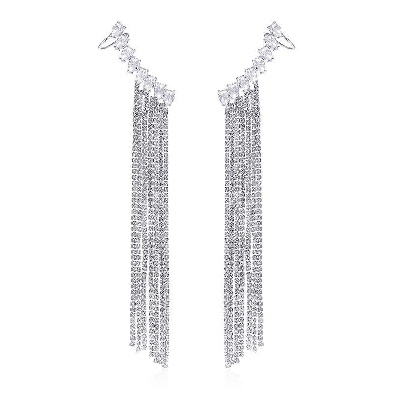 Zircon Tassel Drop Earrings, picture 4 of 5