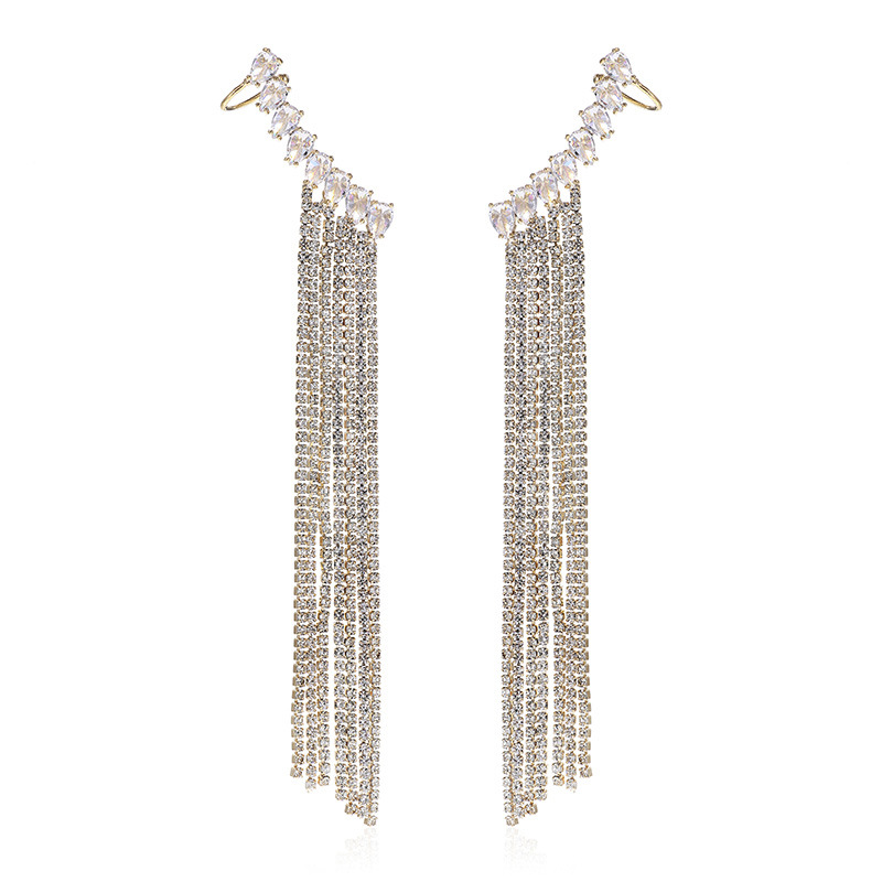 Zircon Tassel Drop Earrings, picture 3 of 5