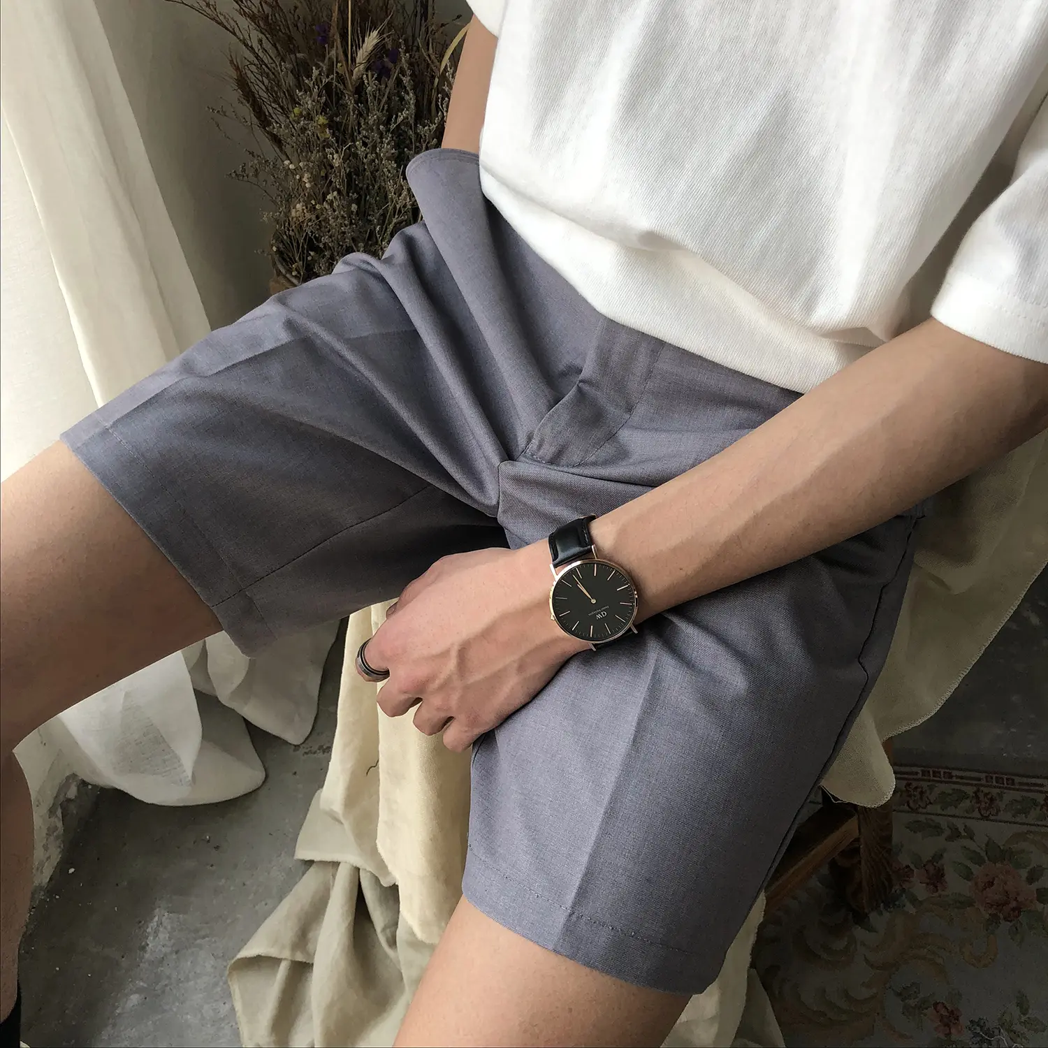 Solid Color Suit Pants Loose Shorts