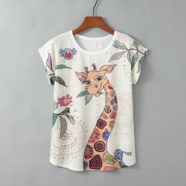 Title 4, Turtle Print Round Neck Short Sleeve Women