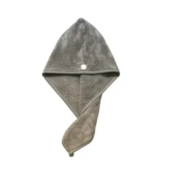 Pineapple Grid Absorbent Thick Coral Fleece Dry Hair Cap - Dark Grey - View 1