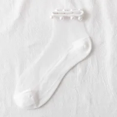 Fashion Simple Short Thin Crystal Silk Socks - I-One Size-5Pairs - View 1
