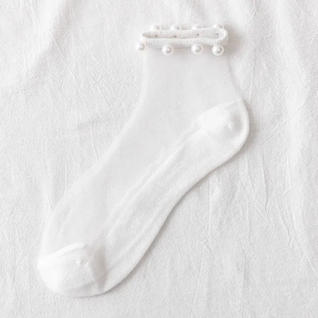 Fashion Simple Short Thin Crystal Silk Socks I One Size 5Pairs - Shop at LoveMi