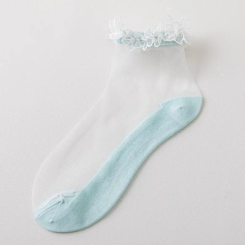 Fashion Simple Short Thin Crystal Silk Socks - C-One Size-5Pairs