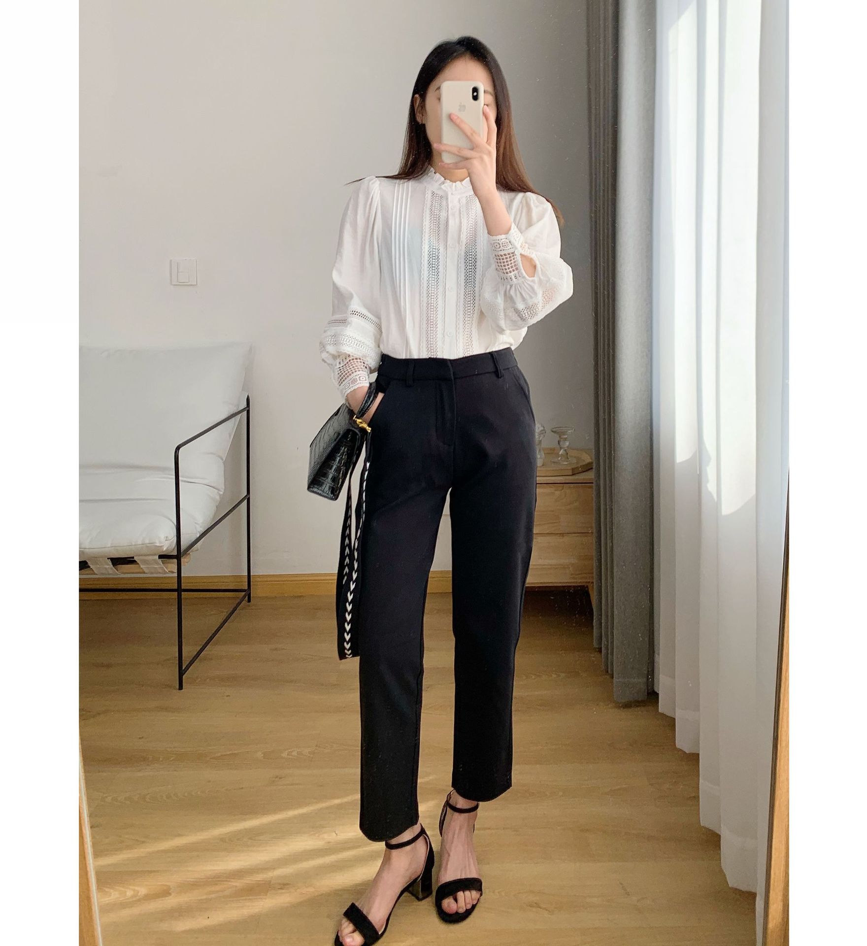 Title 2, Mid-High-Waist Nine-Point Casual Pants, gerade ...