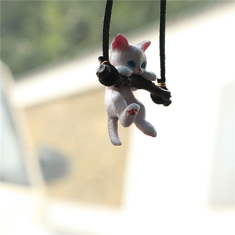 Car Ornaments Creative Cute Branch Cat Rearview Mirror Pendant — foto 2