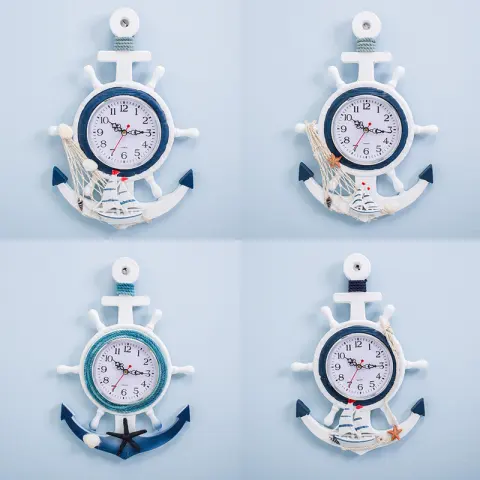 Mediterranean Style Blue and White Ship Rudder Helmsman Anchor