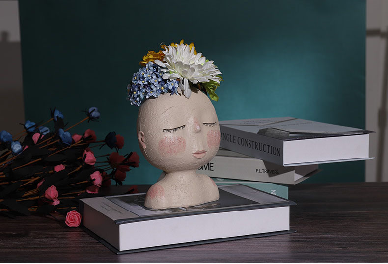 Title 2, Ins Creative Art Sculpture Doll Flower Pot