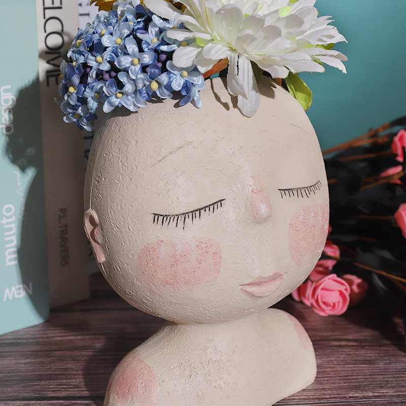 Title 4, Ins Creative Art Sculpture Doll Flower Pot