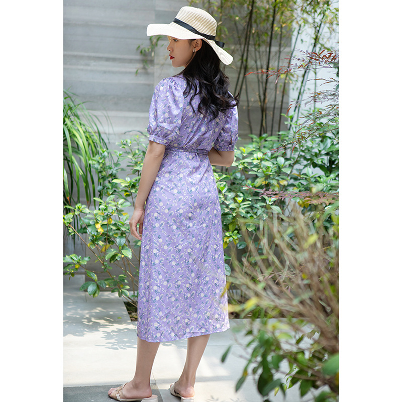 One-Piece Purple Floral Dress, Bellflower Skirt