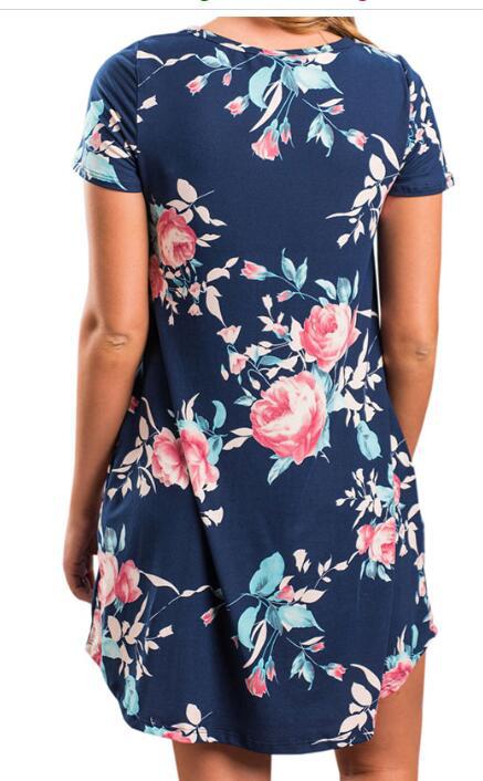 Printing Short-sleeved Round Neck Dress