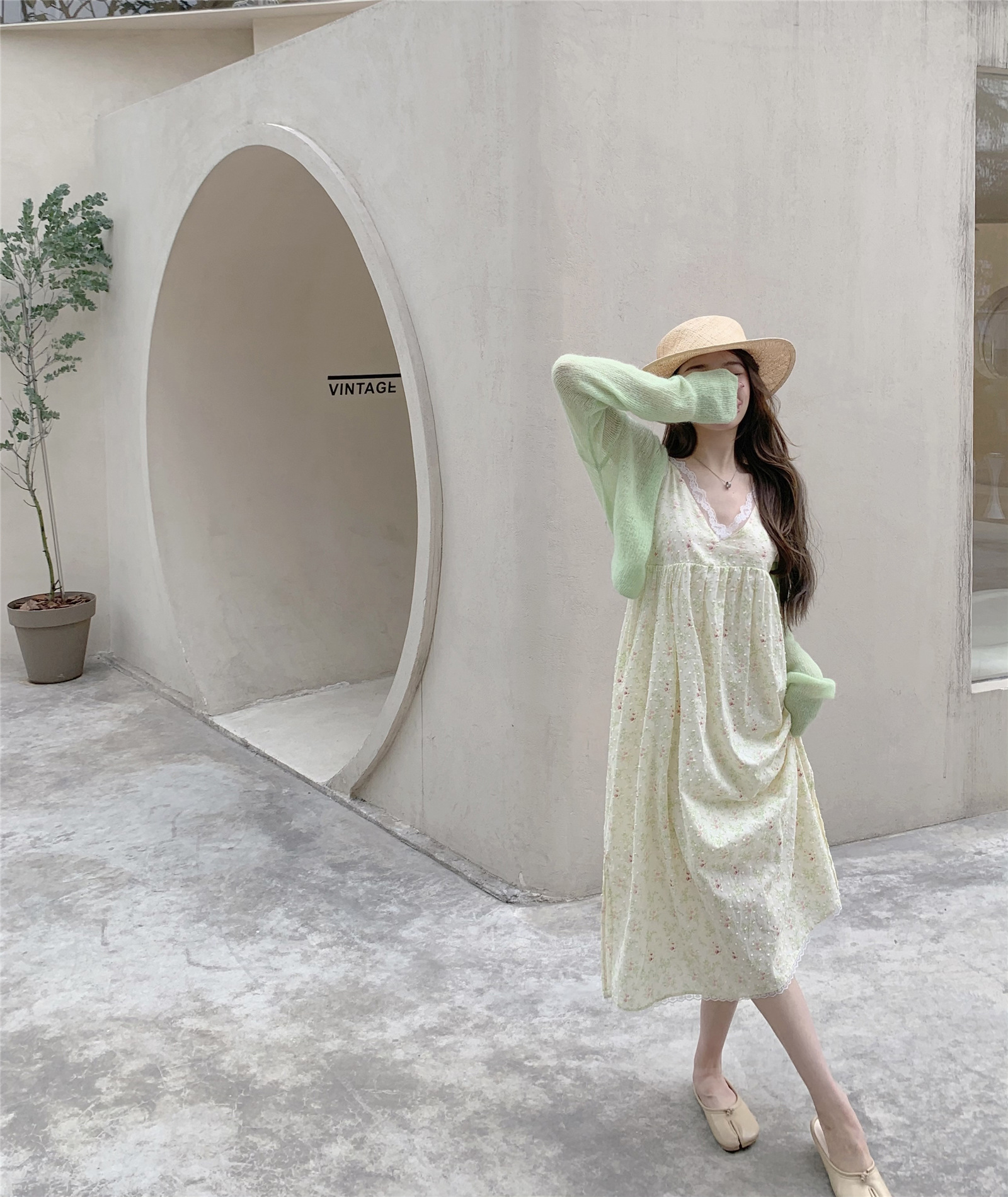 Lace Long Skirt French Floral Gentle Dress