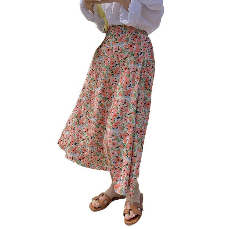 Floral Floral Skirt Women's Mid-length High Waist