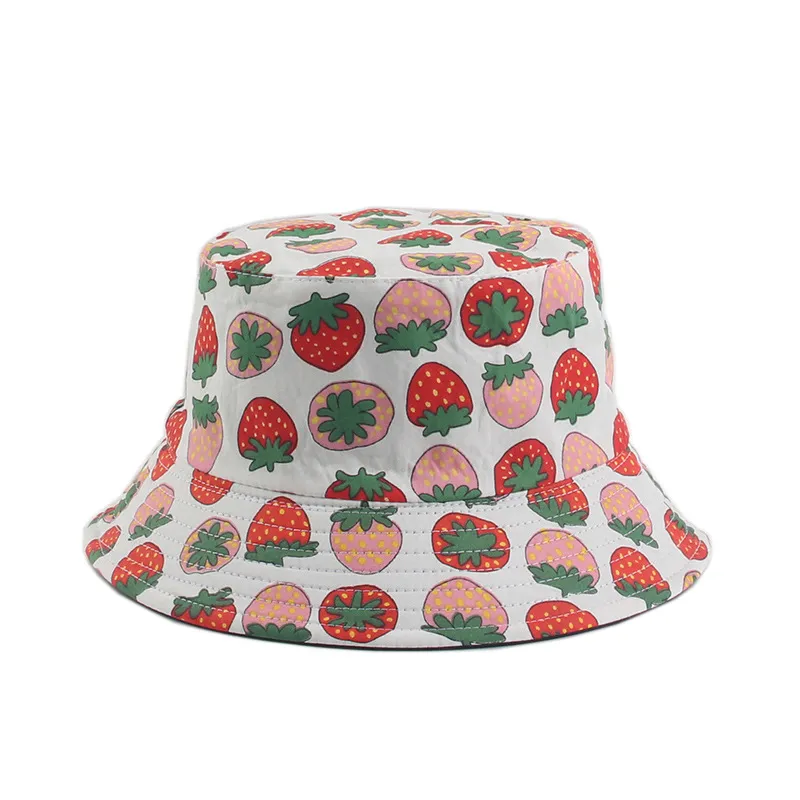 Lattice Element Sun Hat Female Japanese - Big White Strawberry
