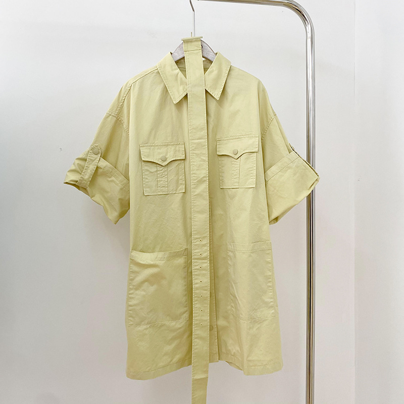 New Style Shirt Women's Design Sense Lace-Up Slim Mid-Length Dress