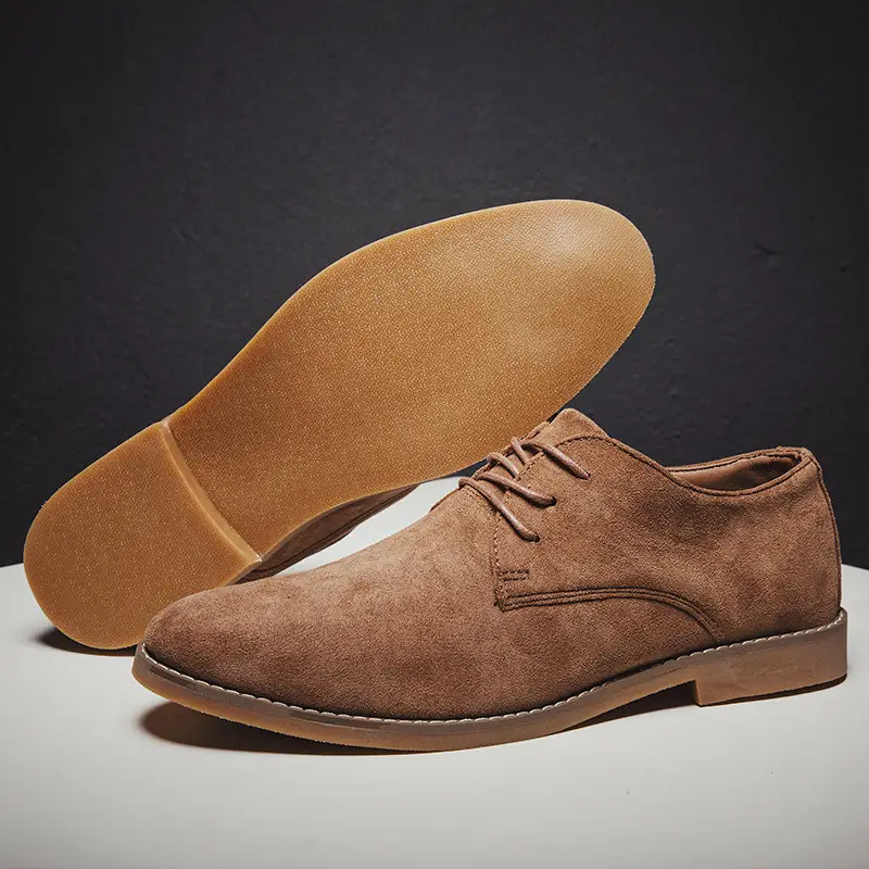 Vintage British Casual Shoes Suede Broch Pointed Toe Small Leather Shoes