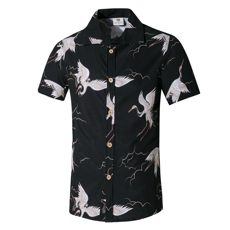 Korean Style Printed Loose Hawaiian Leisure Shirt