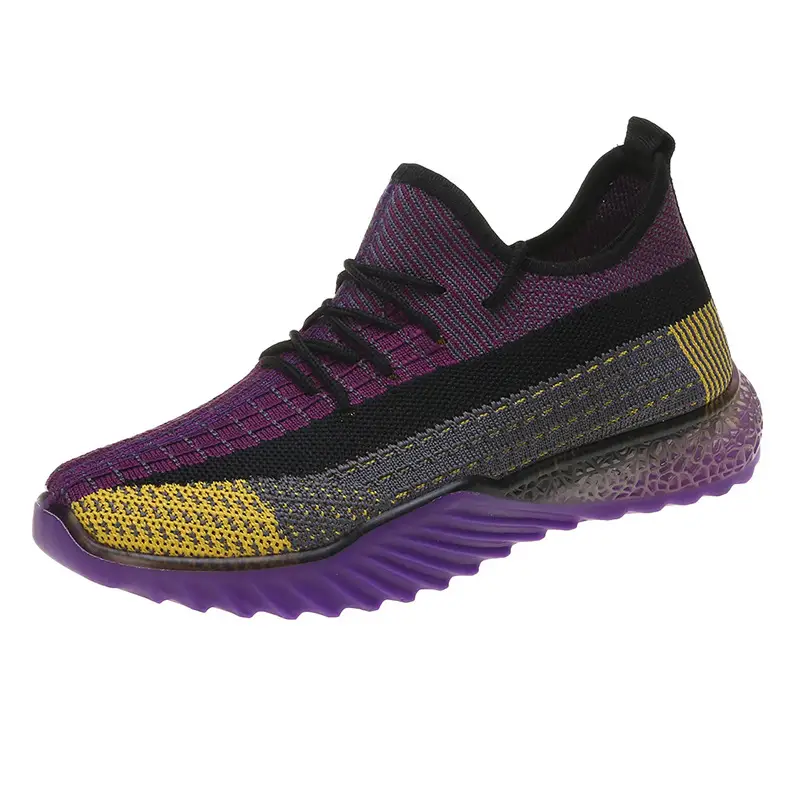 Mesh Color-blocking Breathable Coconut Shoes Single Shoes Sports Flying Woven Casual Shoes