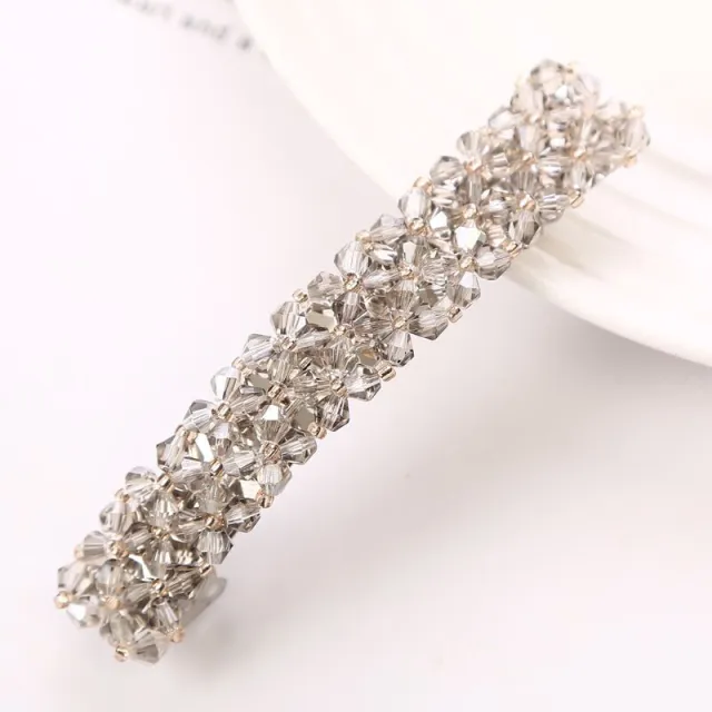 Hairpin Four Rows Of Crystal Braided Spring Clip Hair Accessories For Women Gray - Shop at LoveMi