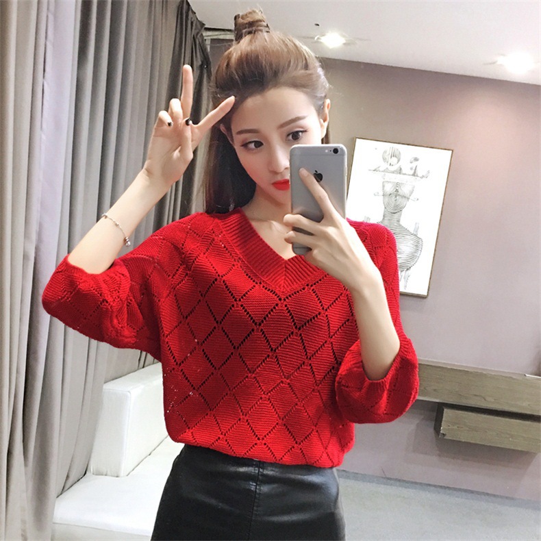 Loose Hollow Knit Sweater Plus Size Blouse