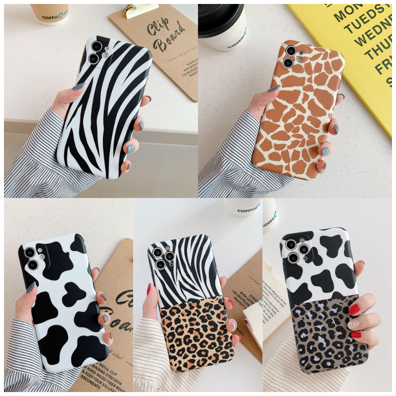 Funda para Apple patrón vaca cebra jirafa agujero fino celular