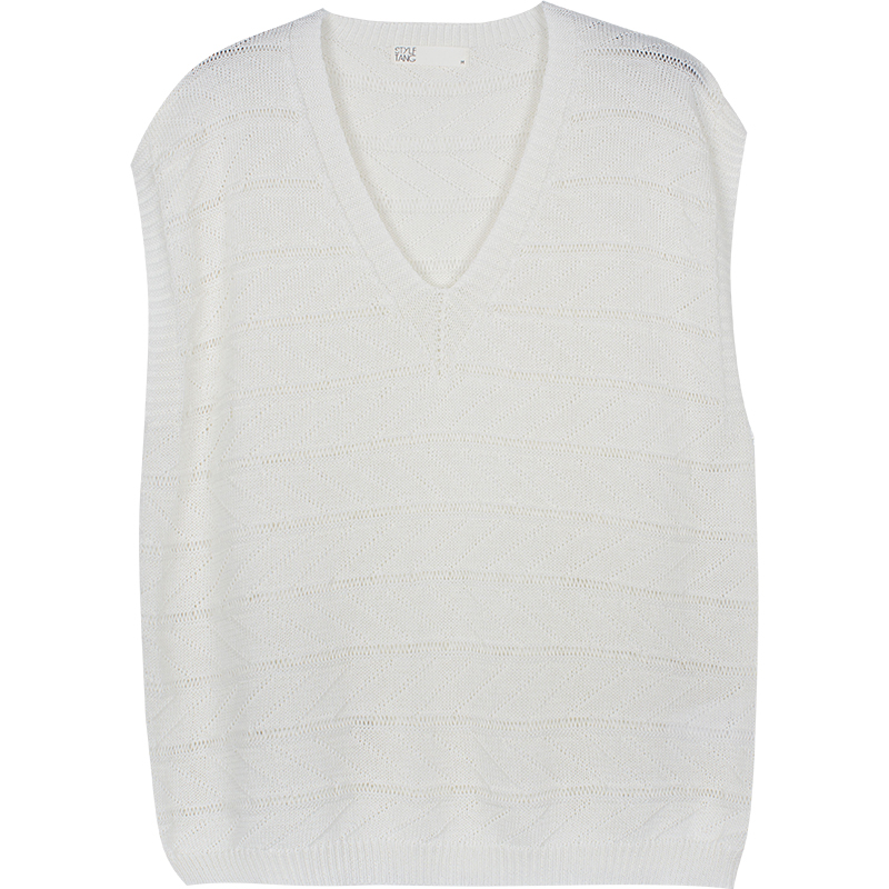 Title 1, Retro White V-neck Thin Knitted Vest Women Ins ...