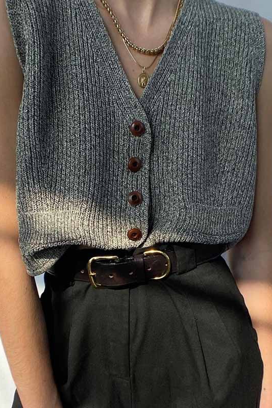 Vintage mixed grey knit vest