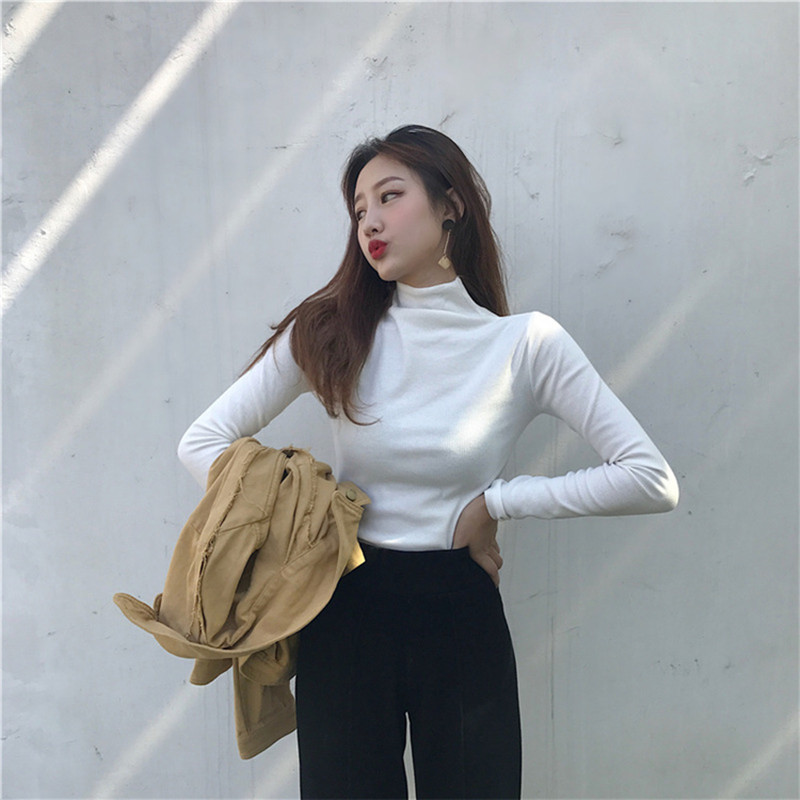 Women's Slim Solid Color Slimming Bottoming Shirt