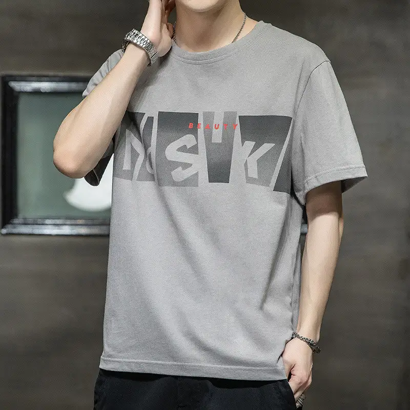 Letter Loose Thin Collarless Casual Unhooded T-Shirt