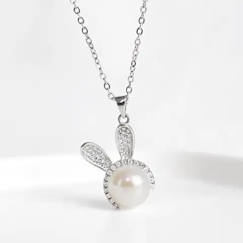 Luxury Cute Rabbit with Pearl Jewelry