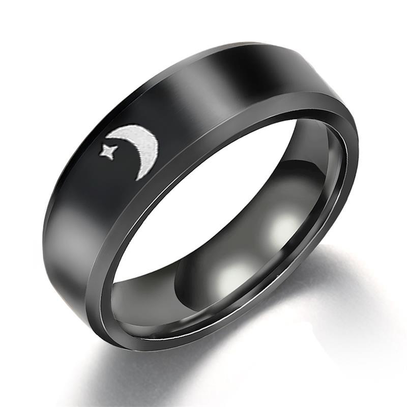 أساور متفجرة وخواتم زوجية من الفولاذ المقاوم للصدأ بتصميم الشمس والقمر والنجوم - إكسسوارات عصرية جديدة