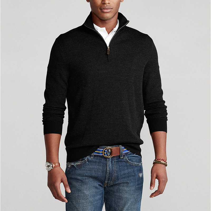Casual Stand-up Collar Half-zip Slim Pullover Sweater