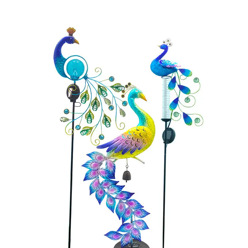 Solar Peacock Lamp And Plug Light Wrought