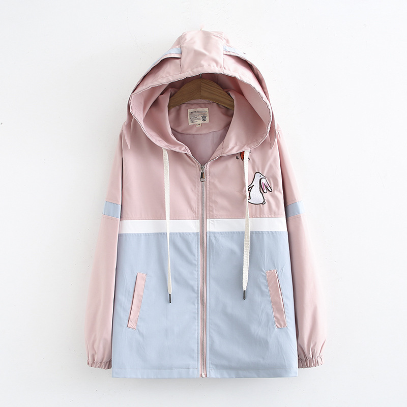 Cartoon Rabbit Embroidered Zipper Jacket
