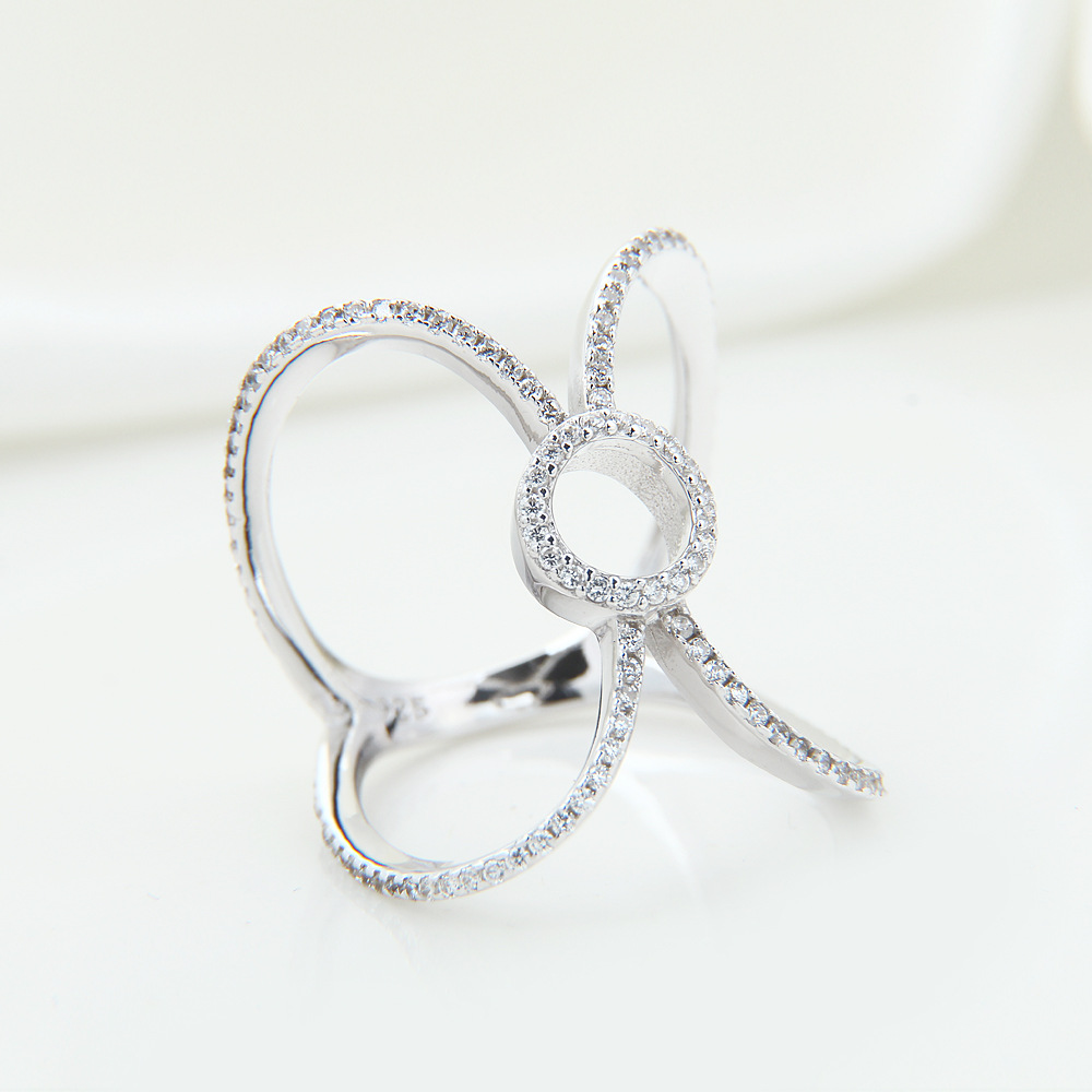 Longlong Jewelry S925 Silver Inlaid Zircon Simple Fashion Ring