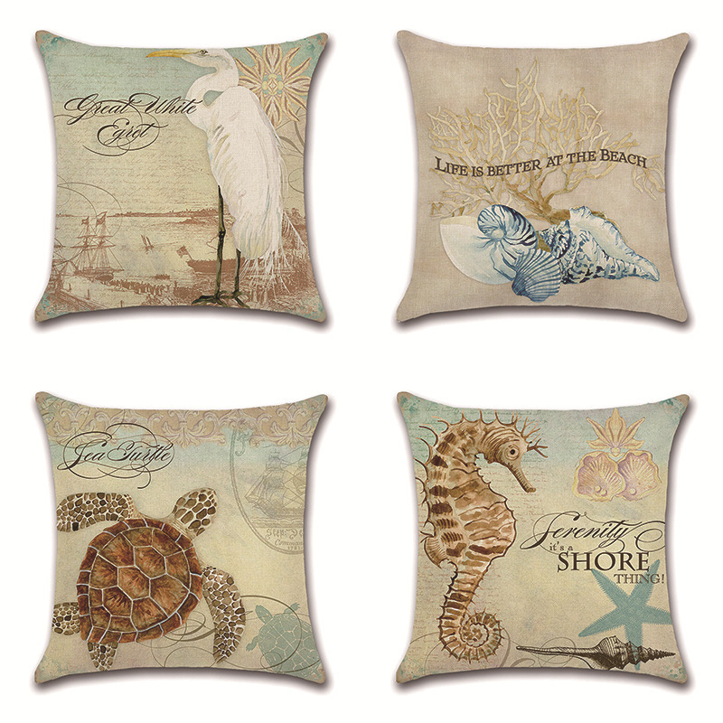 Pillowcase Marine Life Retro Earthy Yellow Bottom