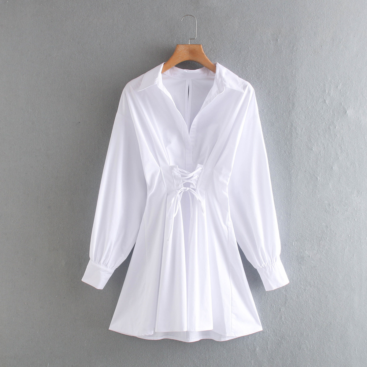 High-waisted Poplin Shirt-style Tie Dress