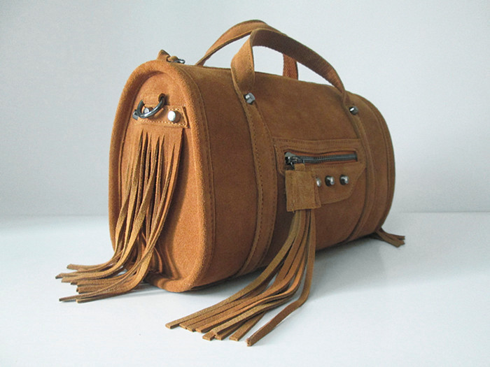 European And American Retro Tassel Locomotive Bag Original Personality Single Shoulder Messenger Ladies Leather Bag Boston Cylinder Bag