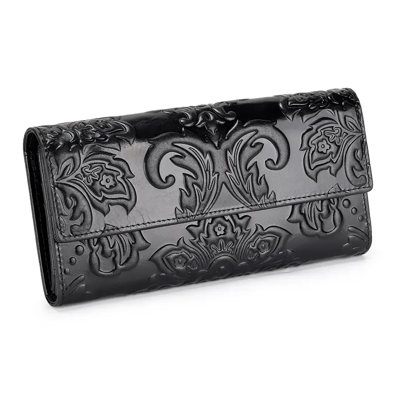 Women's Leather Wallet Long Three-fold