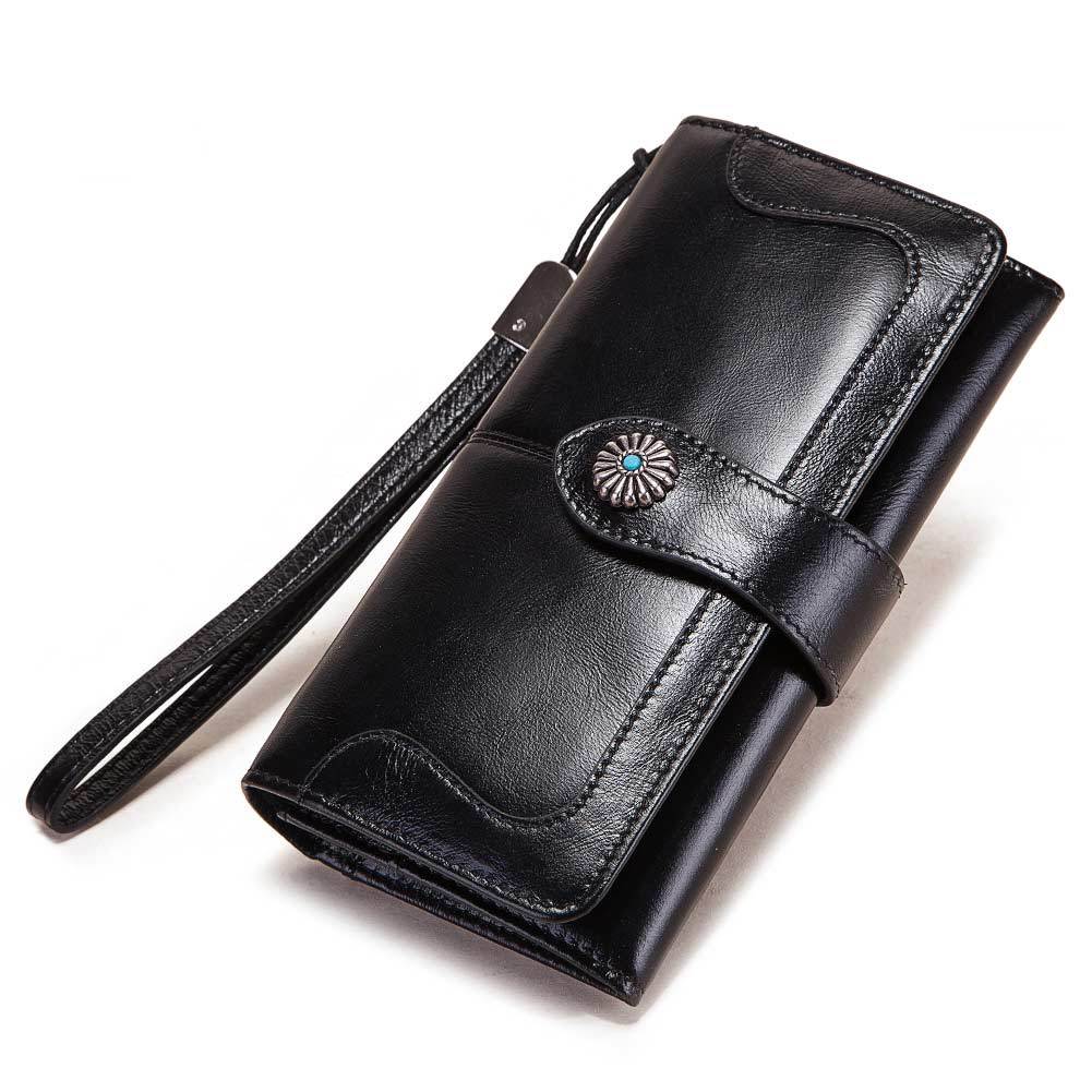 European And American Three Color Mobile Phone Bag Leather Wallet Pocket Black - Shop at LoveMi