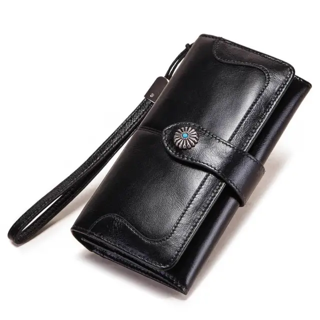 European And American Three Color Mobile Phone Bag Leather Wallet Pocket Black - Shop at LoveMi