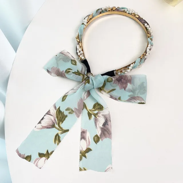 Spring Streamer Headband Sen Tie Bow Hair Tie Hairpin Pearl Green - Shop at LoveMi