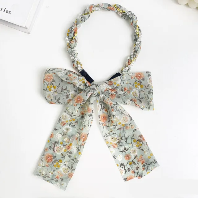 Spring Streamer Headband Sen Tie Bow Hair Tie Hairpin Green Flower - Shop at LoveMi