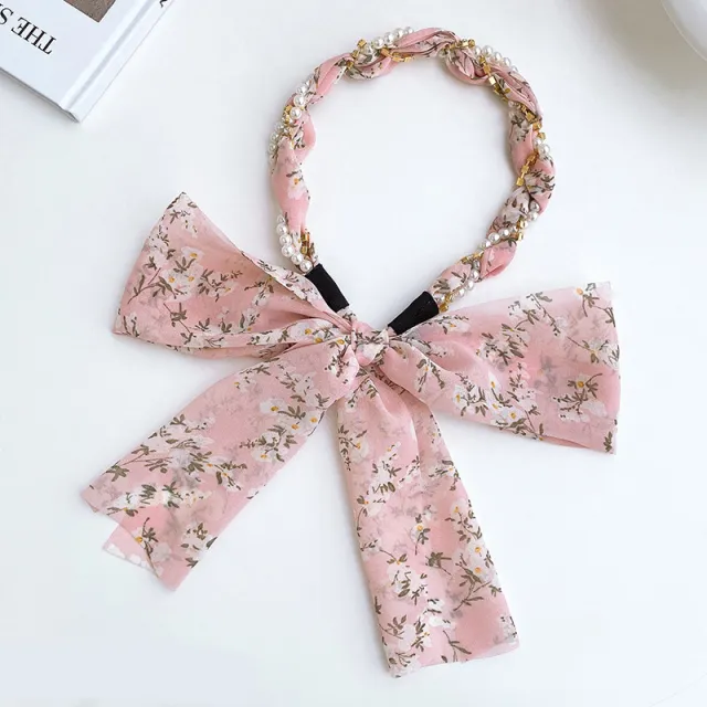 Spring Streamer Headband Sen Tie Bow Hair Tie Hairpin Pink Flower - Shop at LoveMi